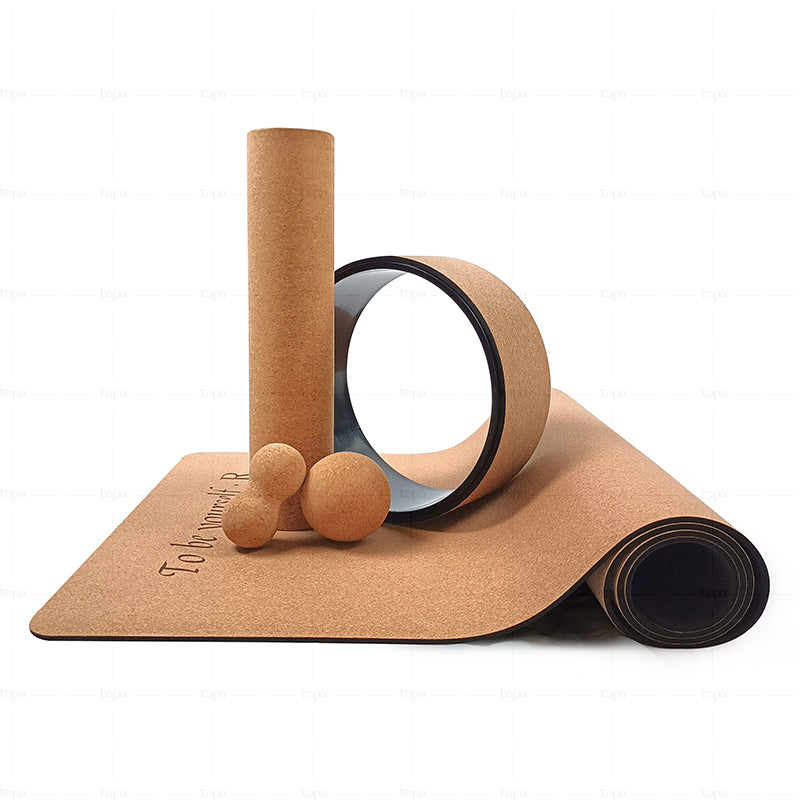 Yoga Sets Eco Yoga Mat Cork Wheel Ball Roller Block For Pilates Exercise Massage Cork Yoga Mat