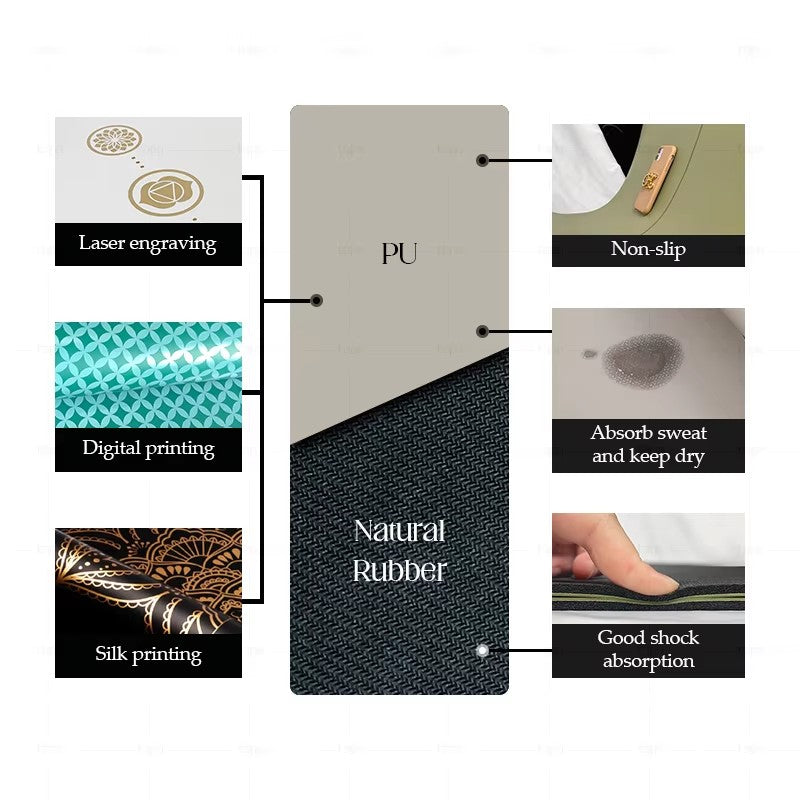 Custom Oval Yoga Mat Non Slip PU and Eco Friendly Natural Rubber Yoga Mat